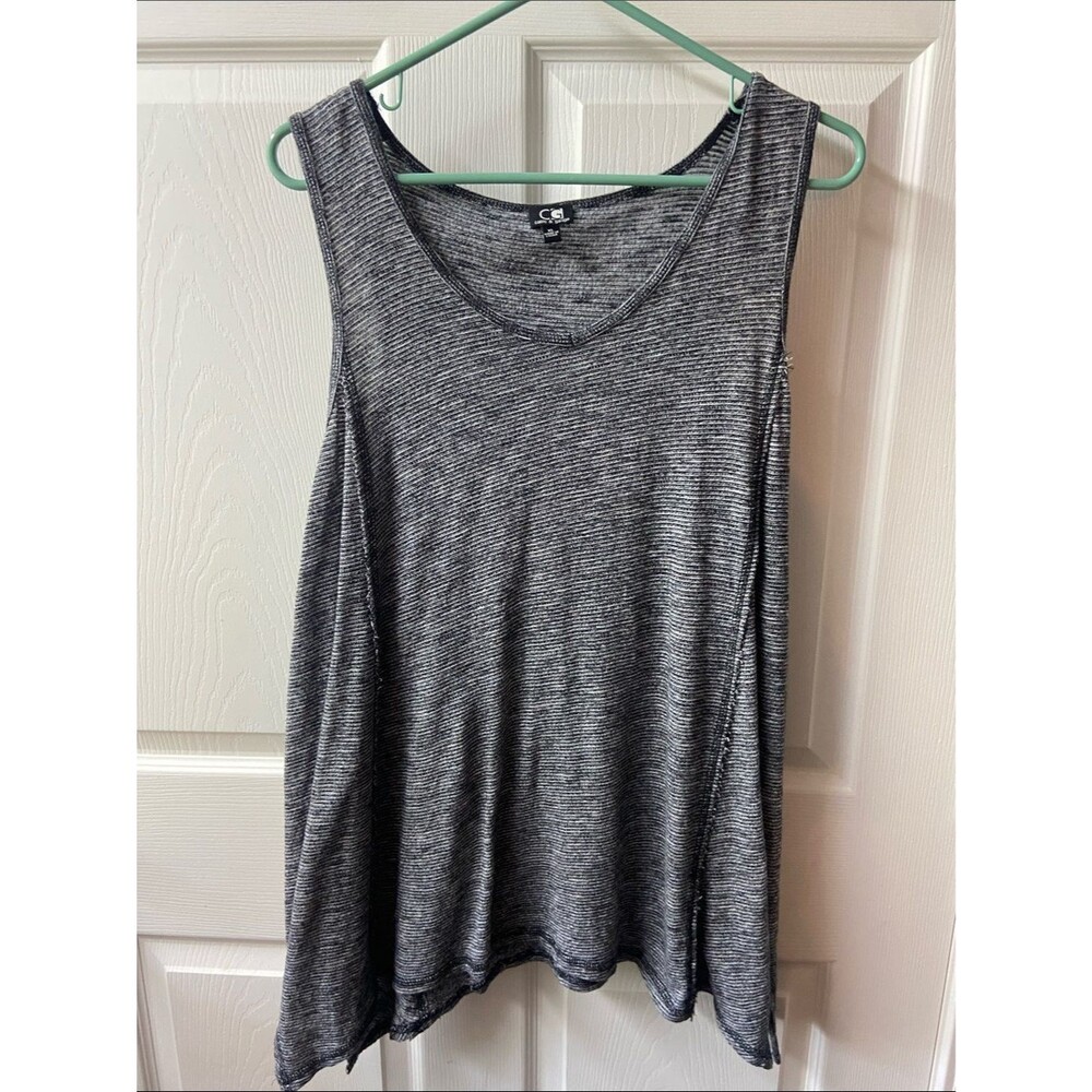 Cable & Gauge Gray Striped Scoop Neck Tank xl